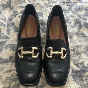 Bernardo Black and Gold Classic Loafers